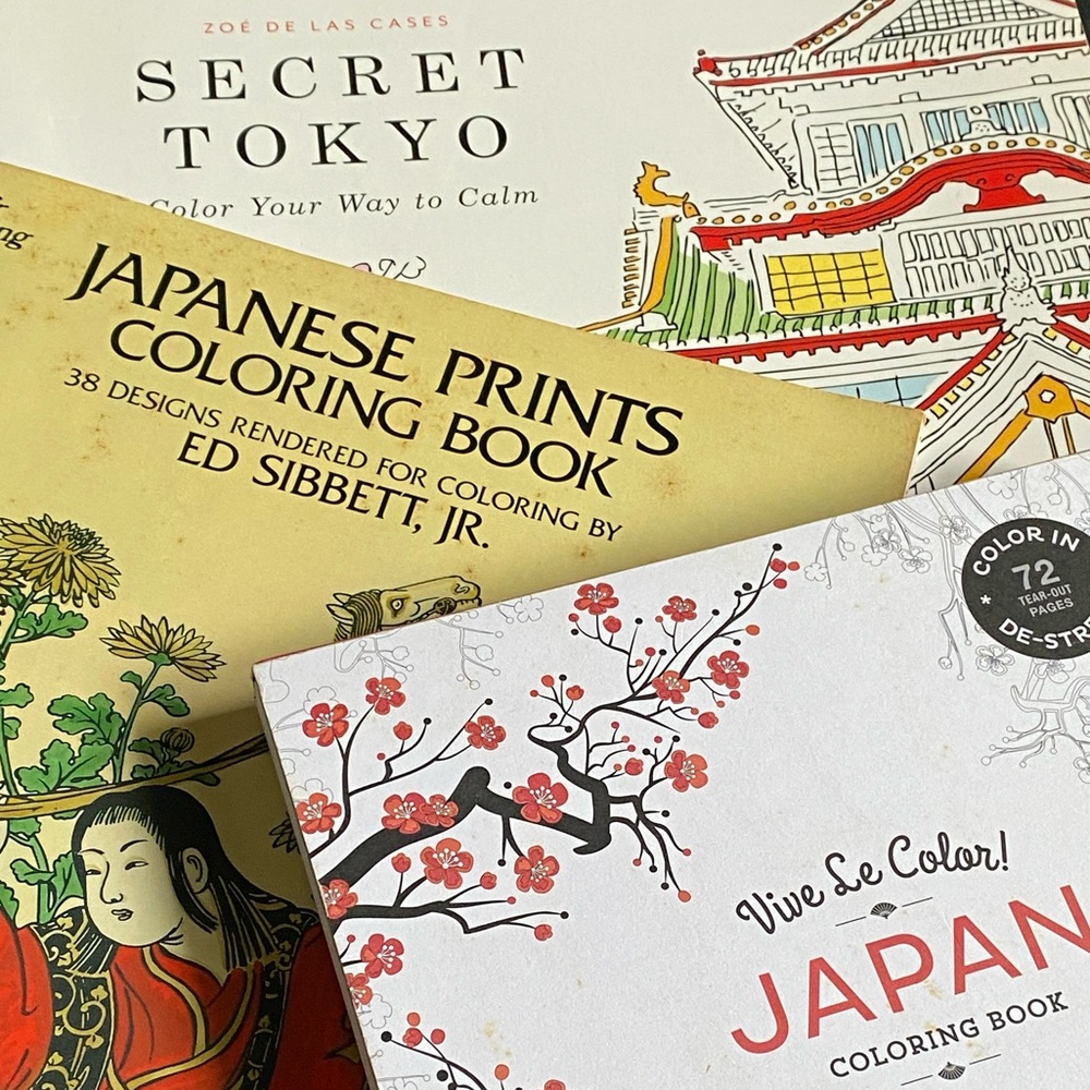 Set of 3 Japanese-Inspired Adult Coloring Books